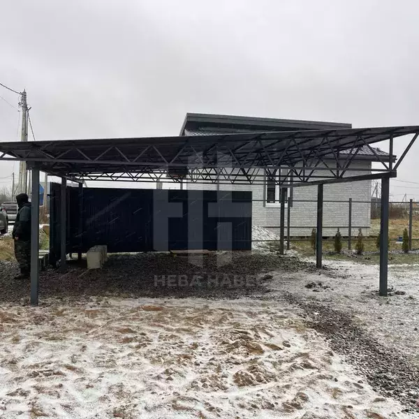 Односкатный навес для дачного дома с профлистом
