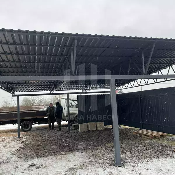 автонавес для дачи с покрытием из профнастила