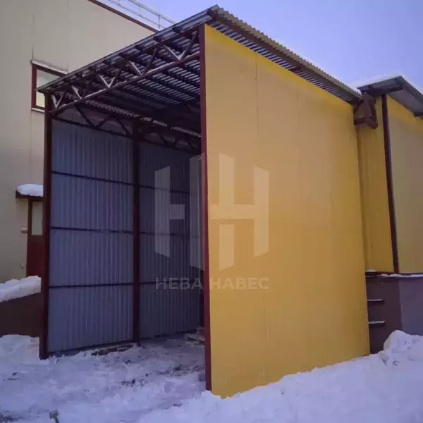 прямой навес со стенками и крышей из профлиста