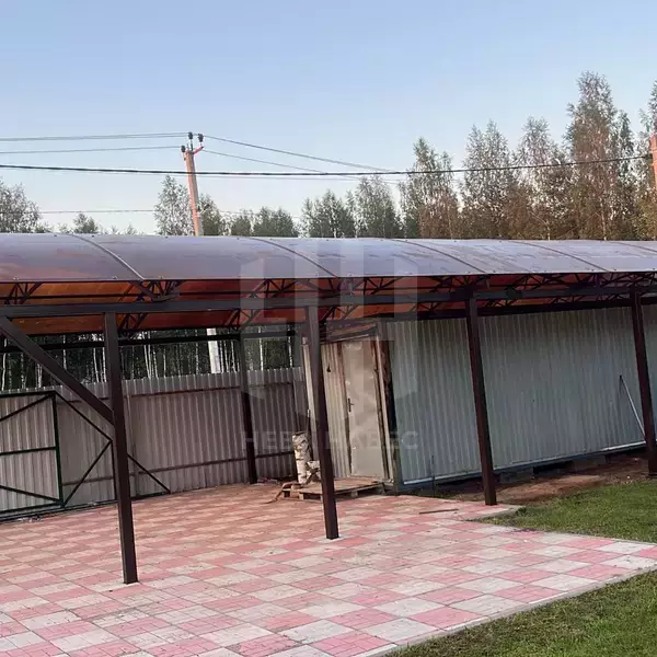 навес арочного типа, металлоконструкция с усилением ригеля
