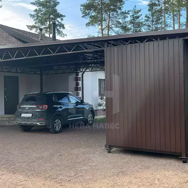 навес к дому для двух автомобилей